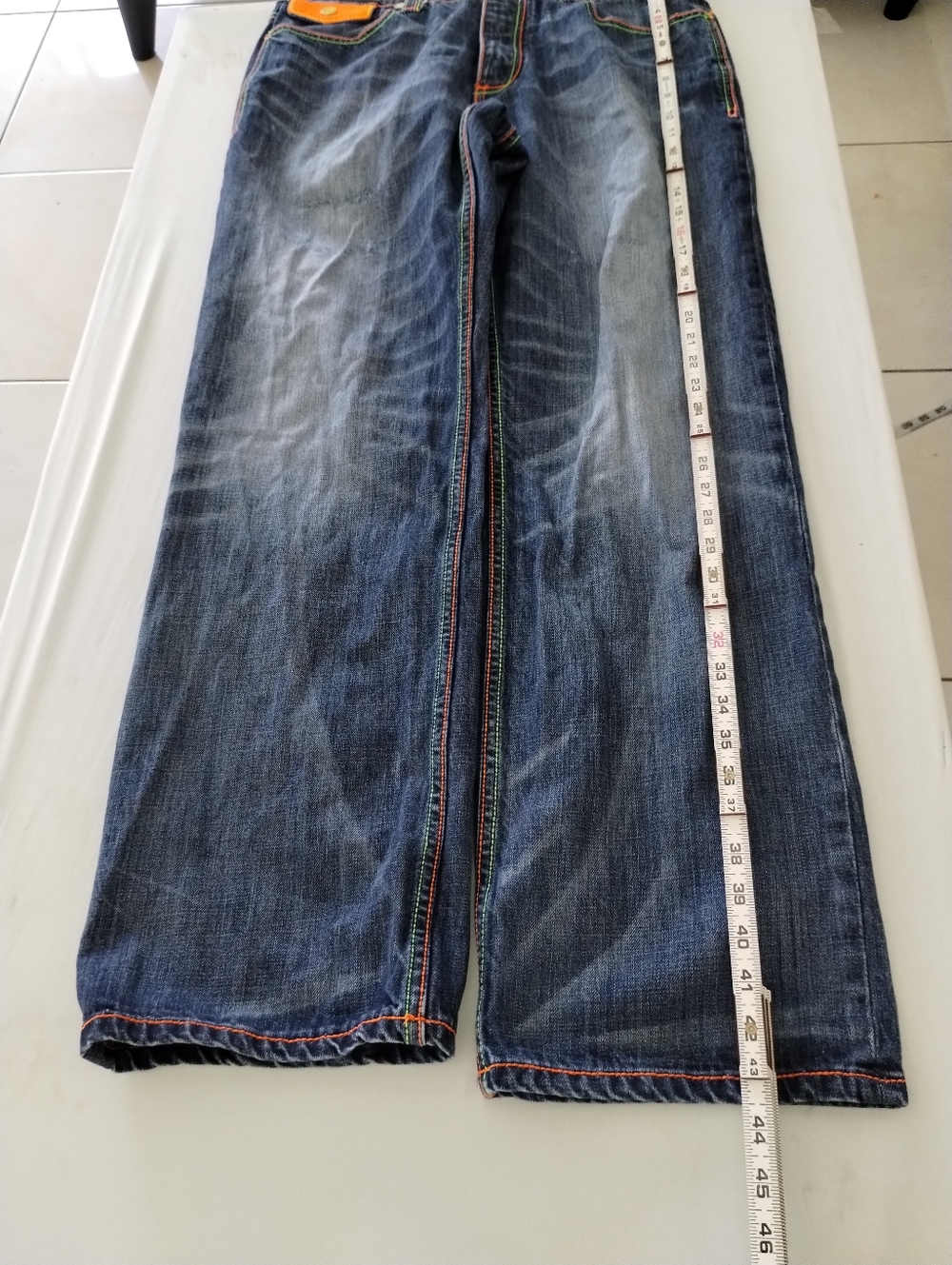 Coogi Men's Pants Y2K Spellout Denim Distressed Embroidered Size 34x 33 - Picture 4 of 14